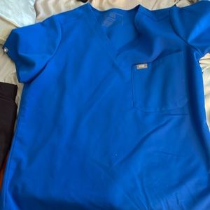 Figs - royal blue 1 pocket scrub top - medium